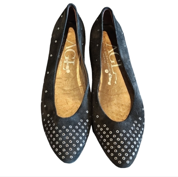 AGL Studded Pointy Flats black and silver n532084 - Picture 1 of 3